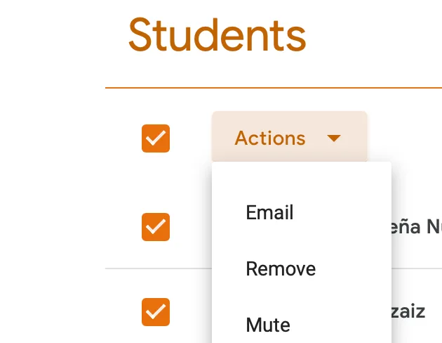 Google Classroom People Tab email